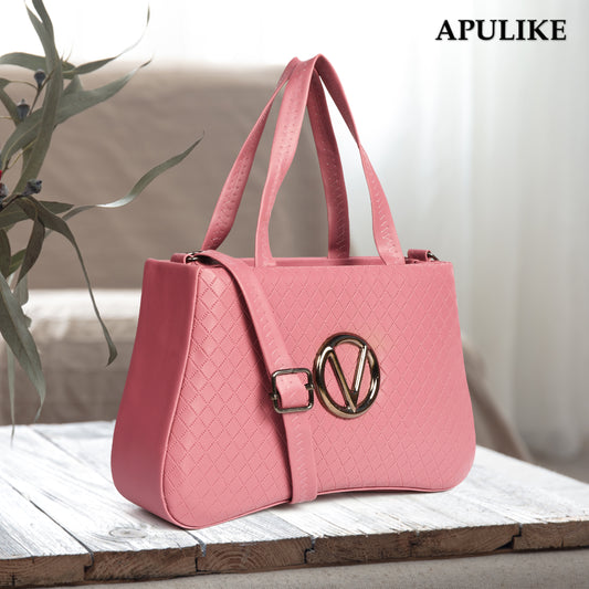 Dark Pink Quilted PU Leather Handbag – Elegant & Spacious for All Occasions