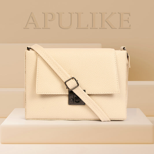 Chic Beige Leather Crossbody Messenger Bag - Sophisticated & Versatile Style