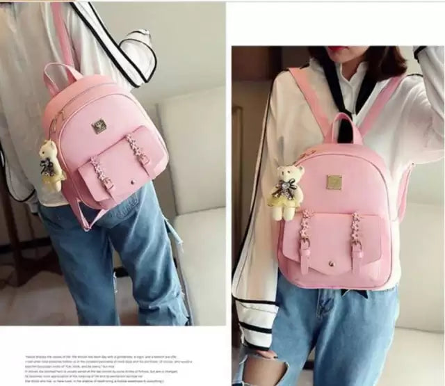 3-in-1 Pink Backpack, Crossbody Bag, and Wallet Set - Cute and Stylish Bags for Women & Girls